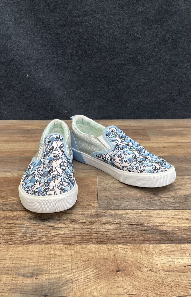 Disney Lilo & Stitch Silver Glitter Slip-On Sneakers Size 6
