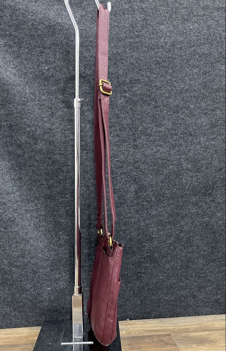 Fossil Maroon Pebbled Leather Crossbody Bag Gold Hardware