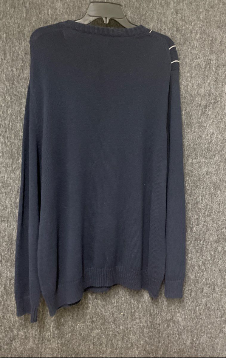 Croft & Barrow Men's Navy Blue Grid Plaid 100% Cotton Crewneck Sweater Size XXL
