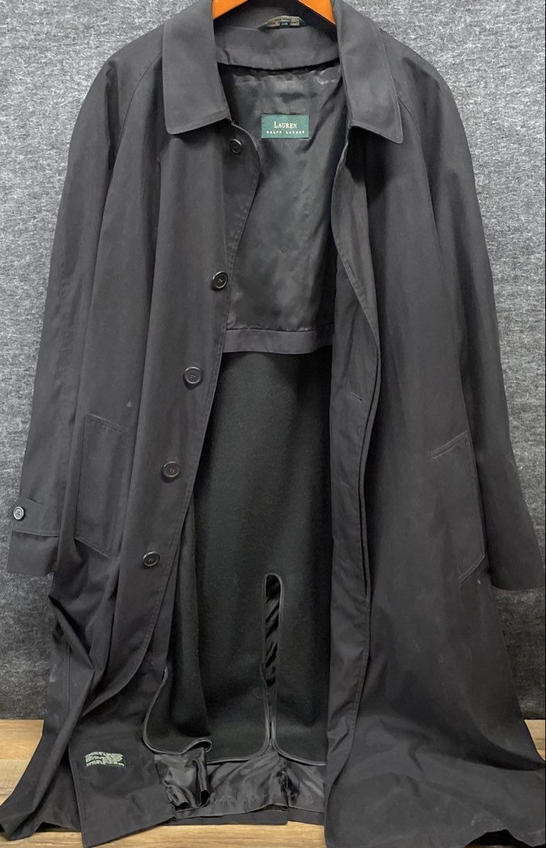 Lauren Ralph Lauren Men's Black Microfiber Removable Liner Trench Coat Sz 44R