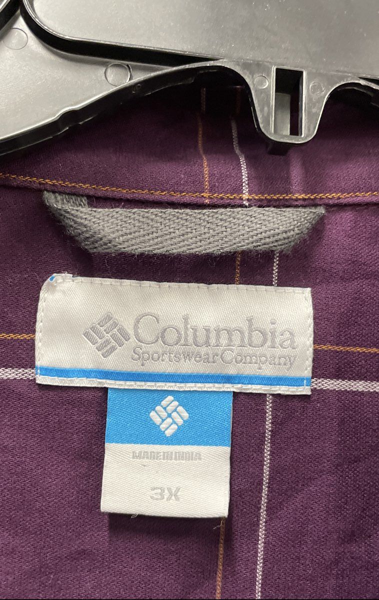 Columbia Men's Purple Plaid Long Sleeve Button Down Shirt 3X NWT