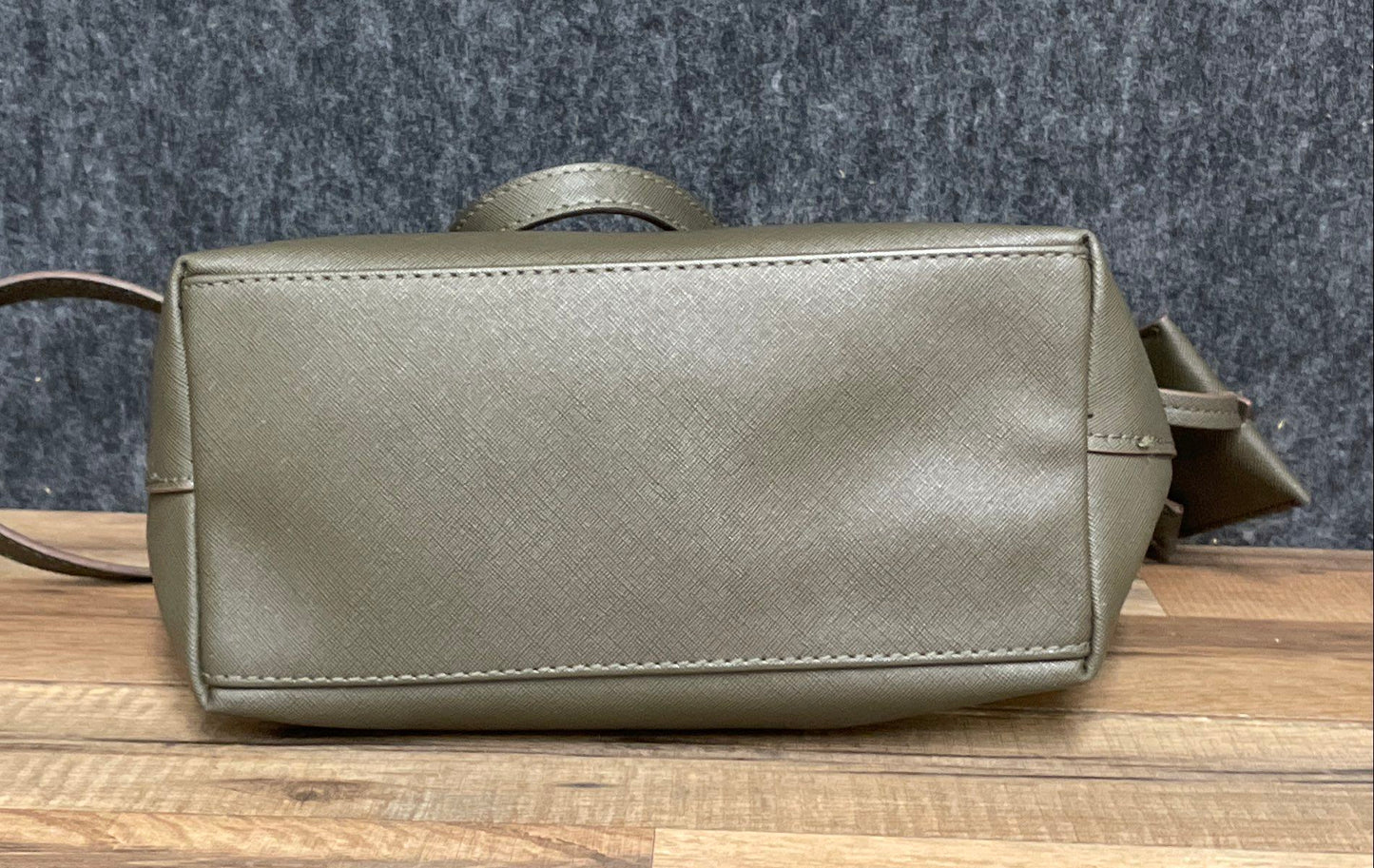 Anne Klein Olive Green Saffiano Textured Tote Bag Crossbody Silver Hardware
