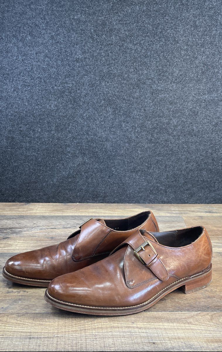 Cole Haan Williams Tan Leather Single Monk Strap Dress Shoes Size 9.5 M