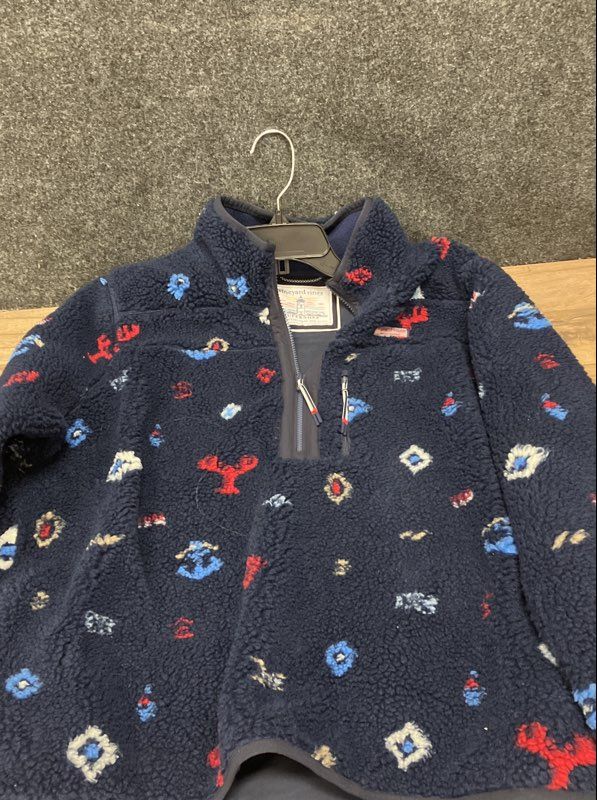 Vineyard Vines Men's Navy Nautical Icons SuperShep Fleece 1/4 Zip Pullover XL