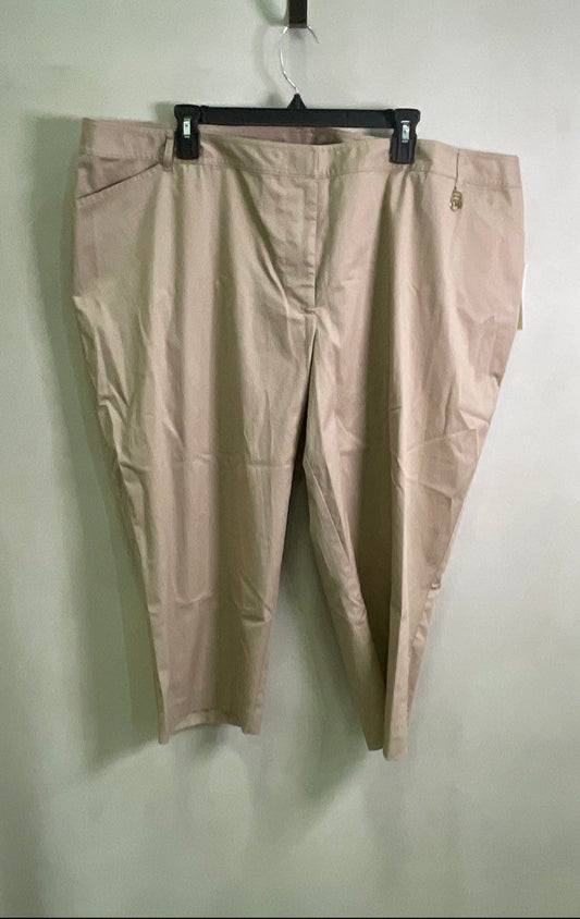 Michael Michael Kors Women's Beige Cropped Plus Size Pants MK Logo NWT Sz 22W
