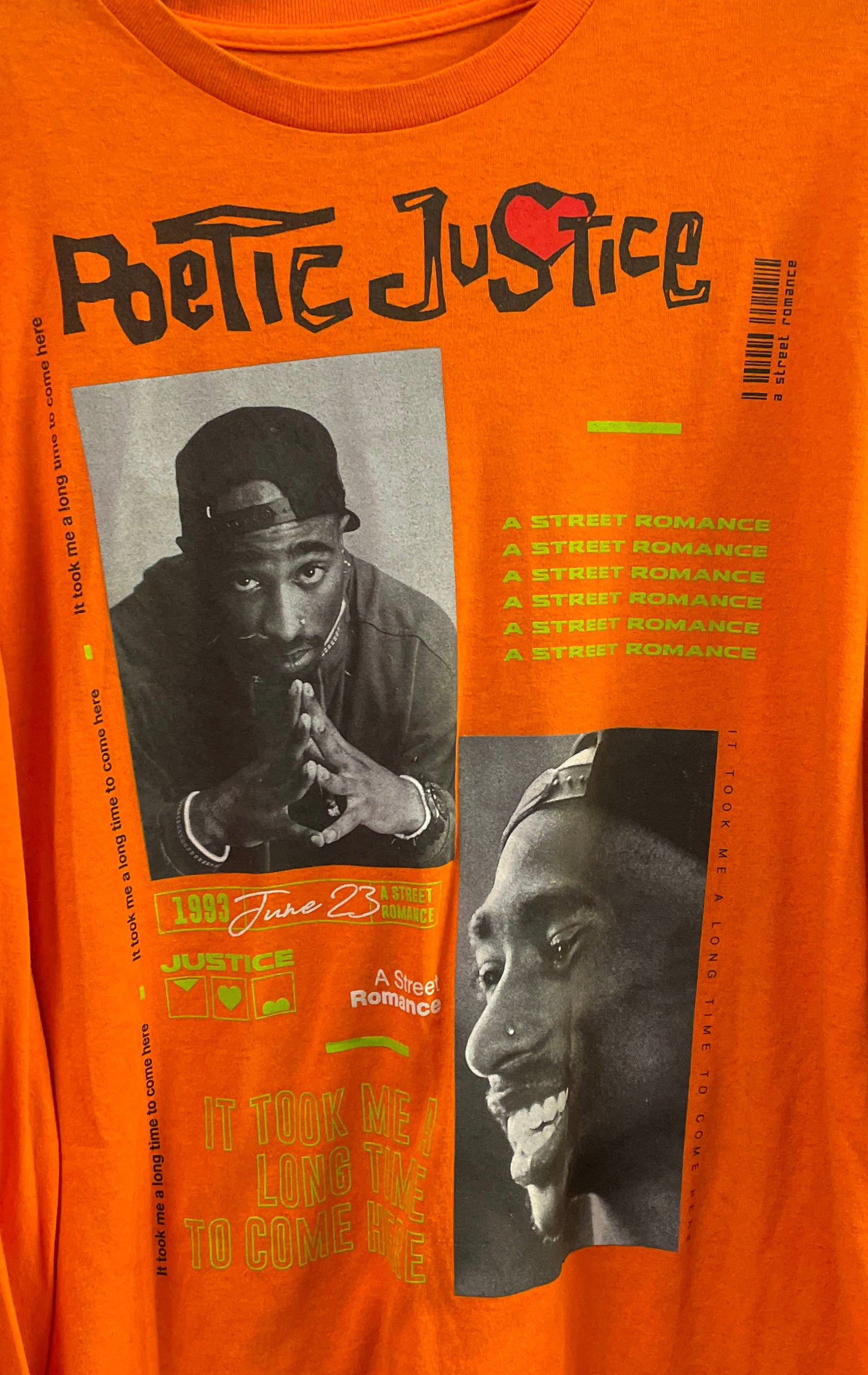 Chemistry Men's Poetic Justice Tupac Shakur Orange Long Sleeve Graphic Shirt L