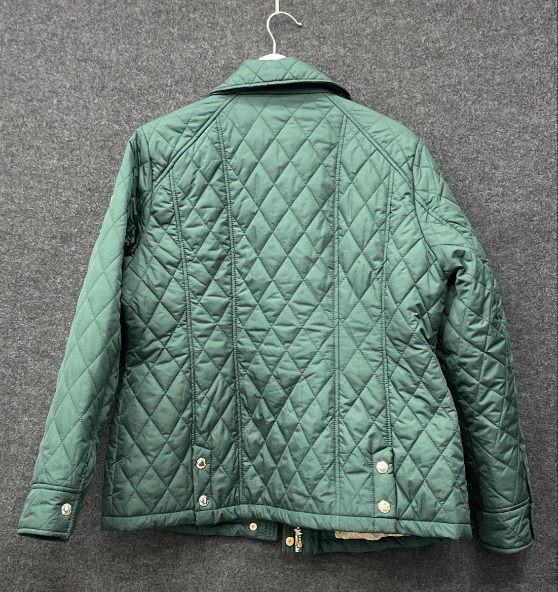 Michael Kors Women's Green Diamond Quilted Full Zip Jacket Pockets Sz L