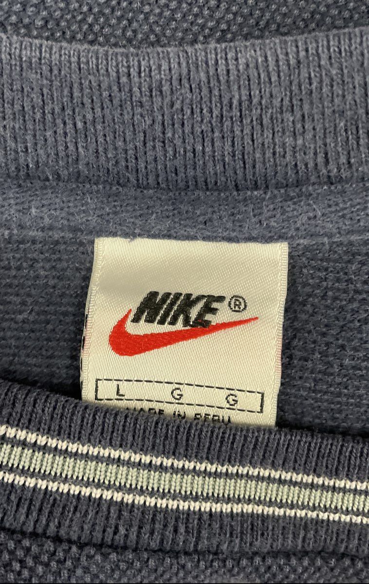 Vintage 90s Nike Men's Navy Blue Embroidered Center Logo Pique Shirt Sz L