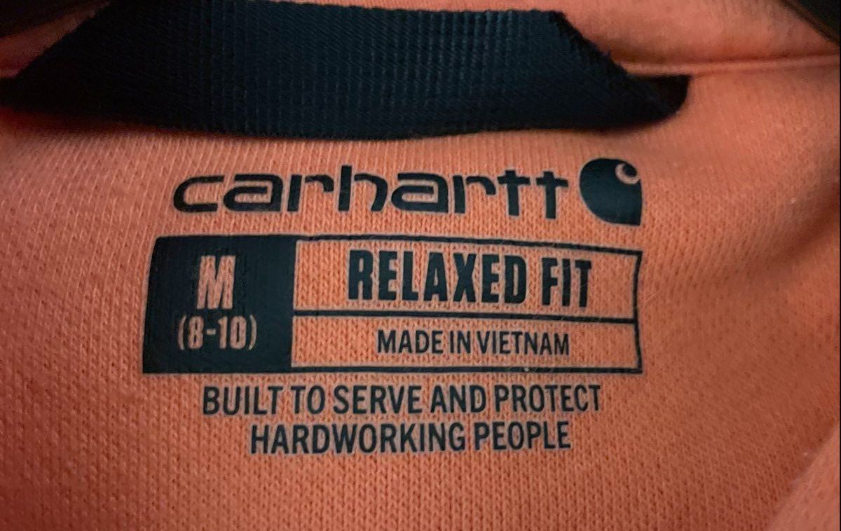 Carhartt Women's Orange Relaxed Fit Midweight Logo Sleeve Graphic Hoodie Sz M