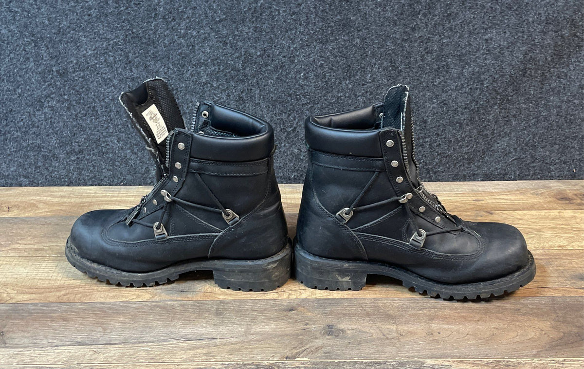 Milwaukee MB440 Black Leather Front Zip Motorcycle Boots Men's Size 10D