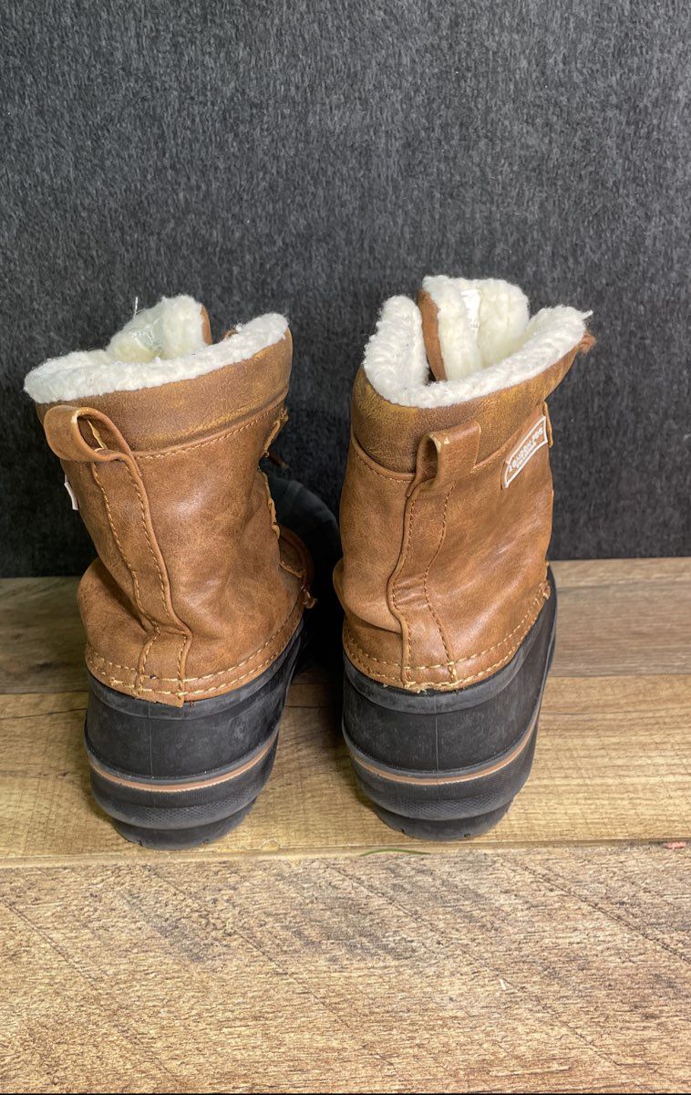 London Fog LFK Cheshire Brown Black Faux Fur Lined Winter Snow Boots Size 13