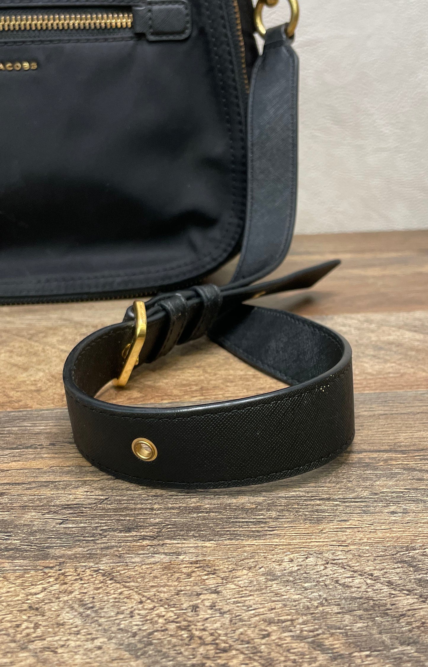 Marc Jacobs Black Nylon Crossbody Messenger Bag Gold Hardware