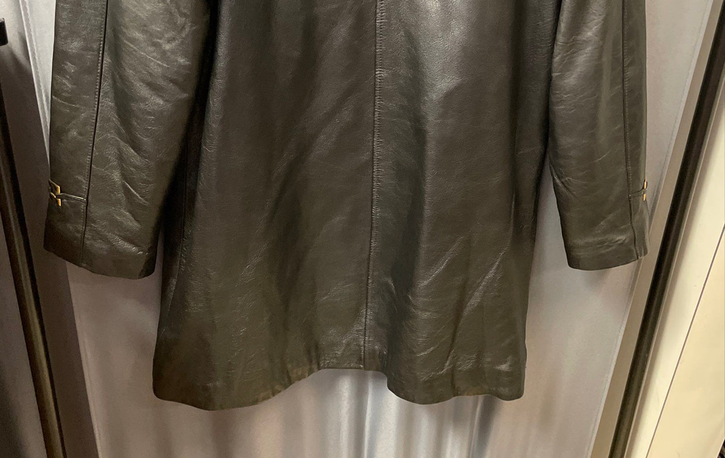 Comint Women's Black Genuine Leather Jacket Gold Hardware Vintage 90s Sz L