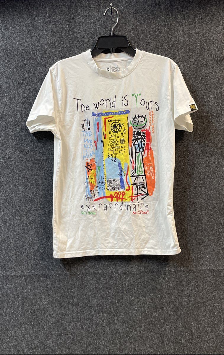 Bleecker & Mercer Men's White The World Is Yours Abstract Graphic Tee Sz Small