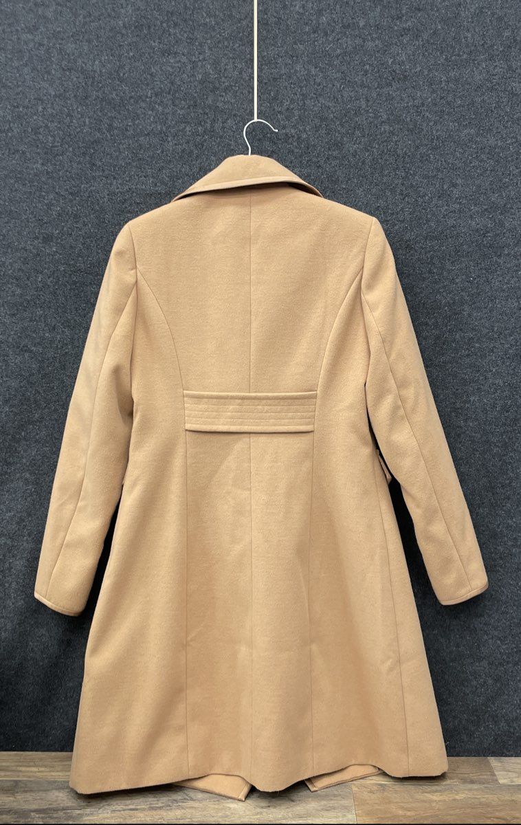 G.I.L.I. Women's Camel Double Breasted Military Pea Coat Crest Buttons Sz 10
