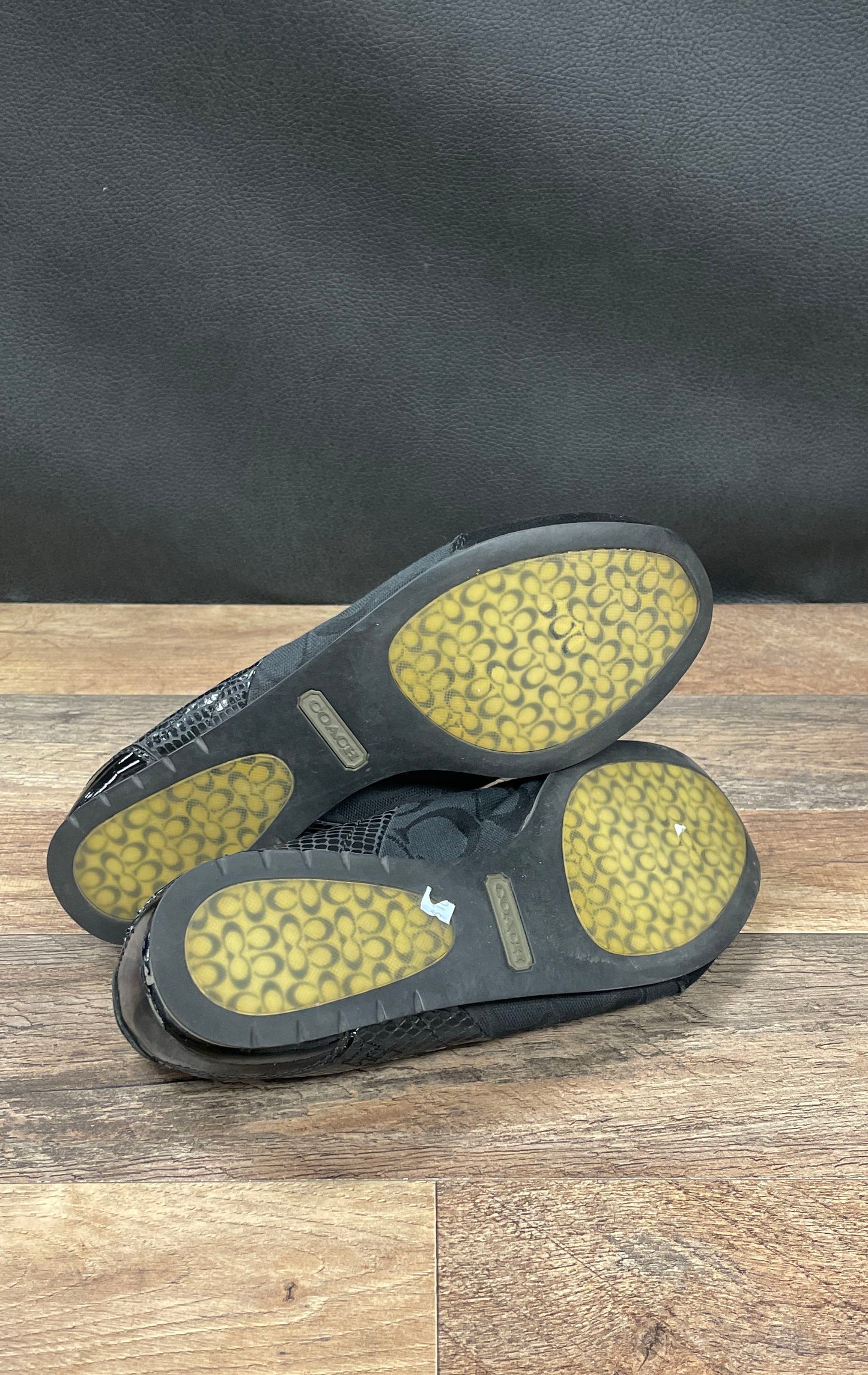 Coach Kodie Q534 Black Snakeskin Monogram C Logo Sneakers Womens Size 9M