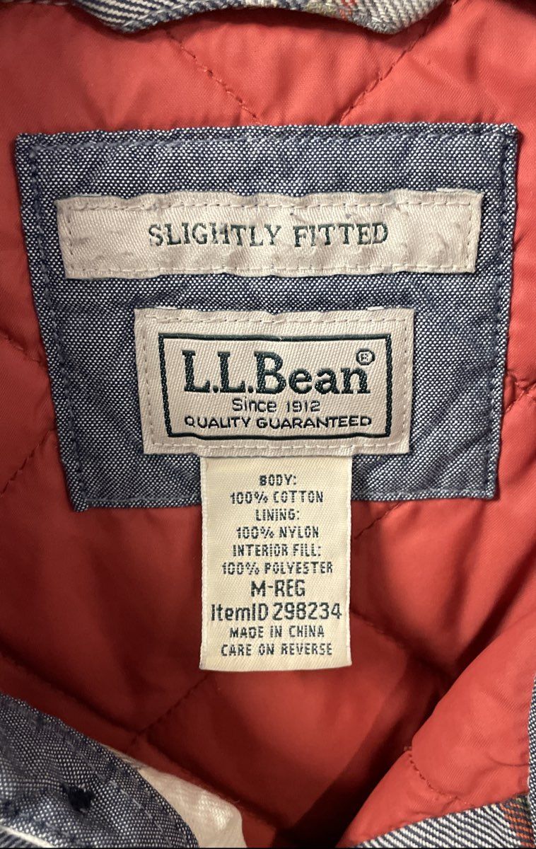LL Bean Men's Green Blue Plaid Quilted Lined Flannel Shirt Jacket Sz M-Reg