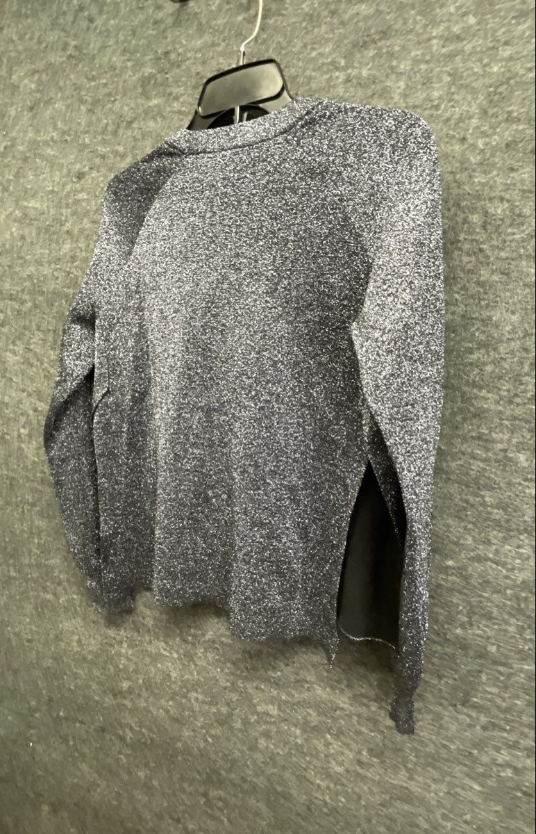 J.Crew Women's Silver Black Metallic Shimmer Crewneck Sweater Sz XXS