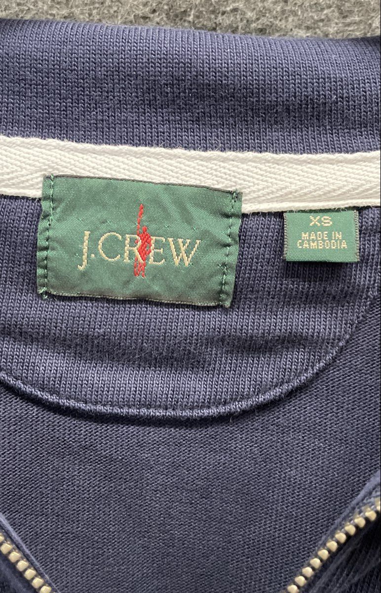 J.Crew Men's Blue Quarter Zip Long Sleeve Pullover Sweatshirt Elbow Patches XS