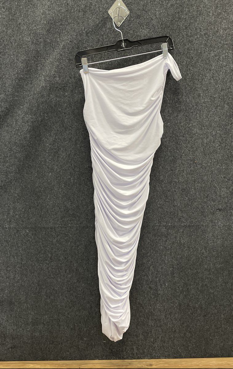 Fashion Nova Women's My Man and Me Ruched Midi Dress White NWT Sz L