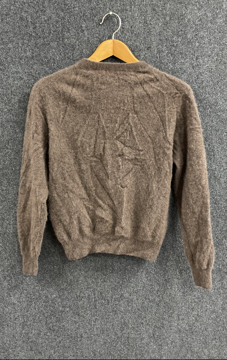 Allen Solly Men's Brown V-Neck 100% Cashmere Sweater Ribbed Trim Size L