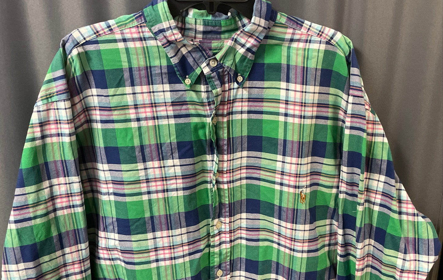 Polo Ralph Lauren Men's Plaid Long Sleeve Button Down Shirt Green Blue Sz 2XLT