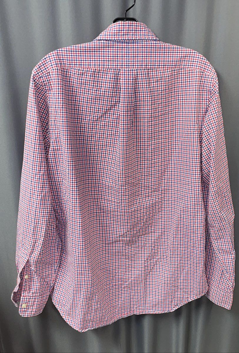 Ralph Lauren Men's Red Blue Gingham Plaid Cotton Button Down Shirt Size M