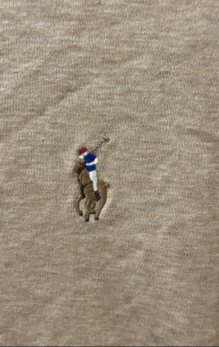 Polo Ralph Lauren Men's Classic Fit Long Sleeve Tee Tan Heathered Cotton Sz M