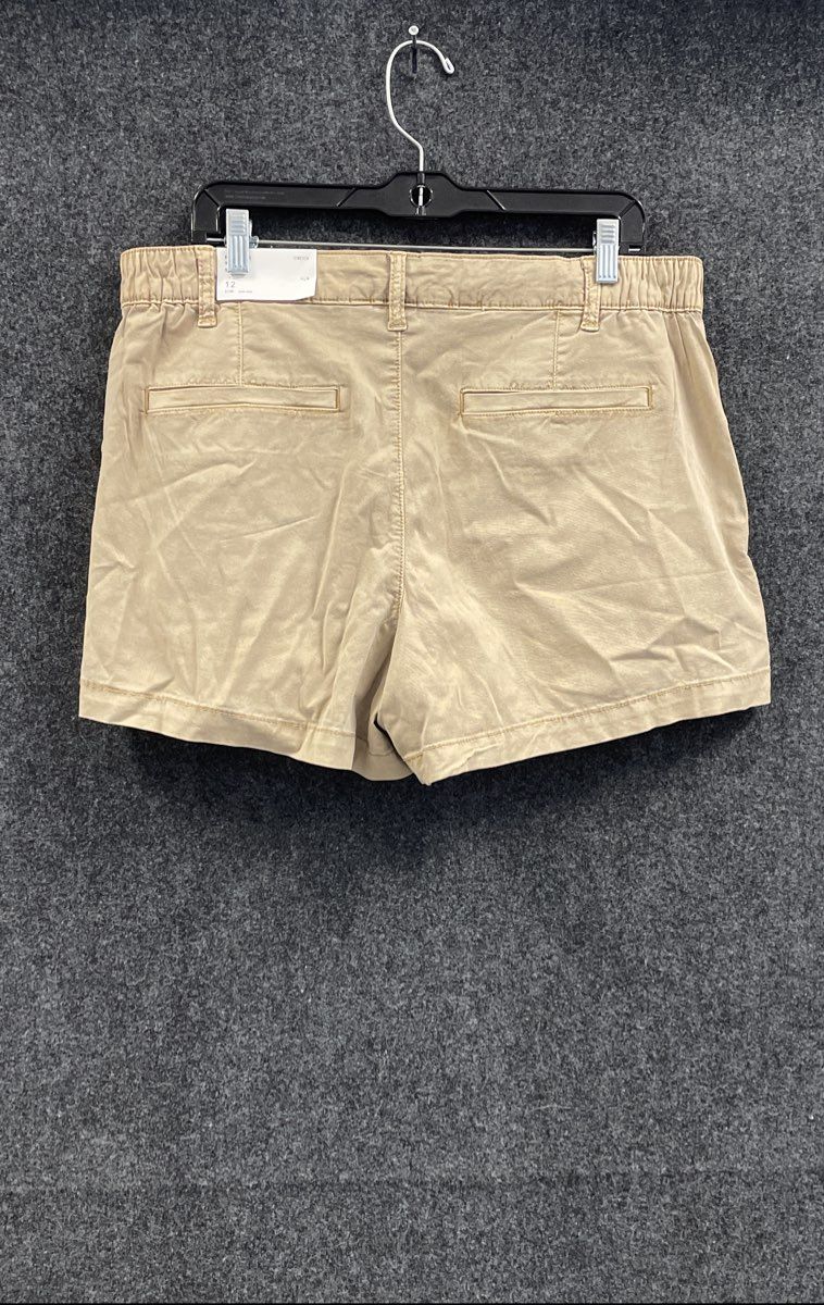 American Eagle Women's Khaki High Rise Stretch Pleated Shorts Size 12 NWT