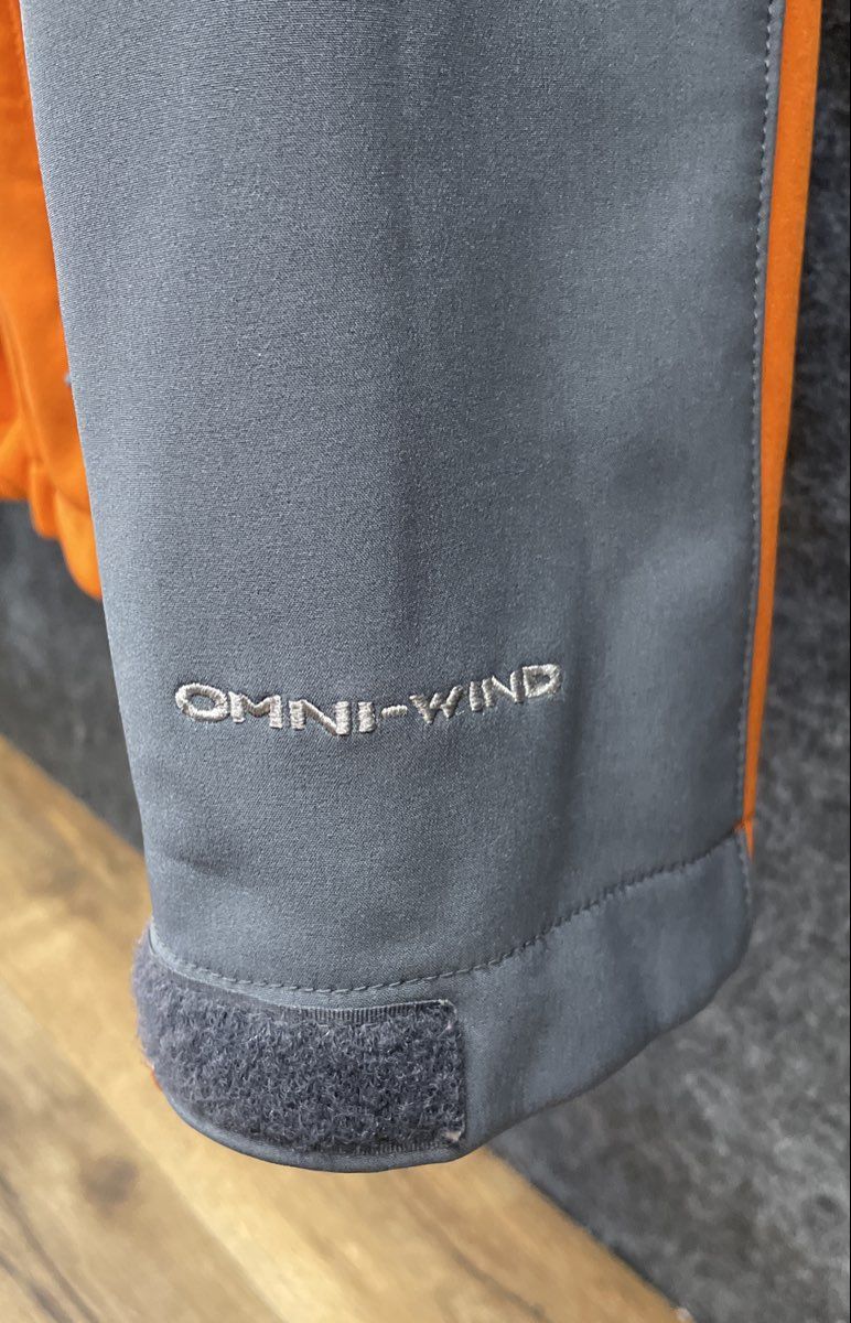 Columbia Men's Orange Gray Omni-Wind Softshell Full Zip Fleece Jacket Sz L