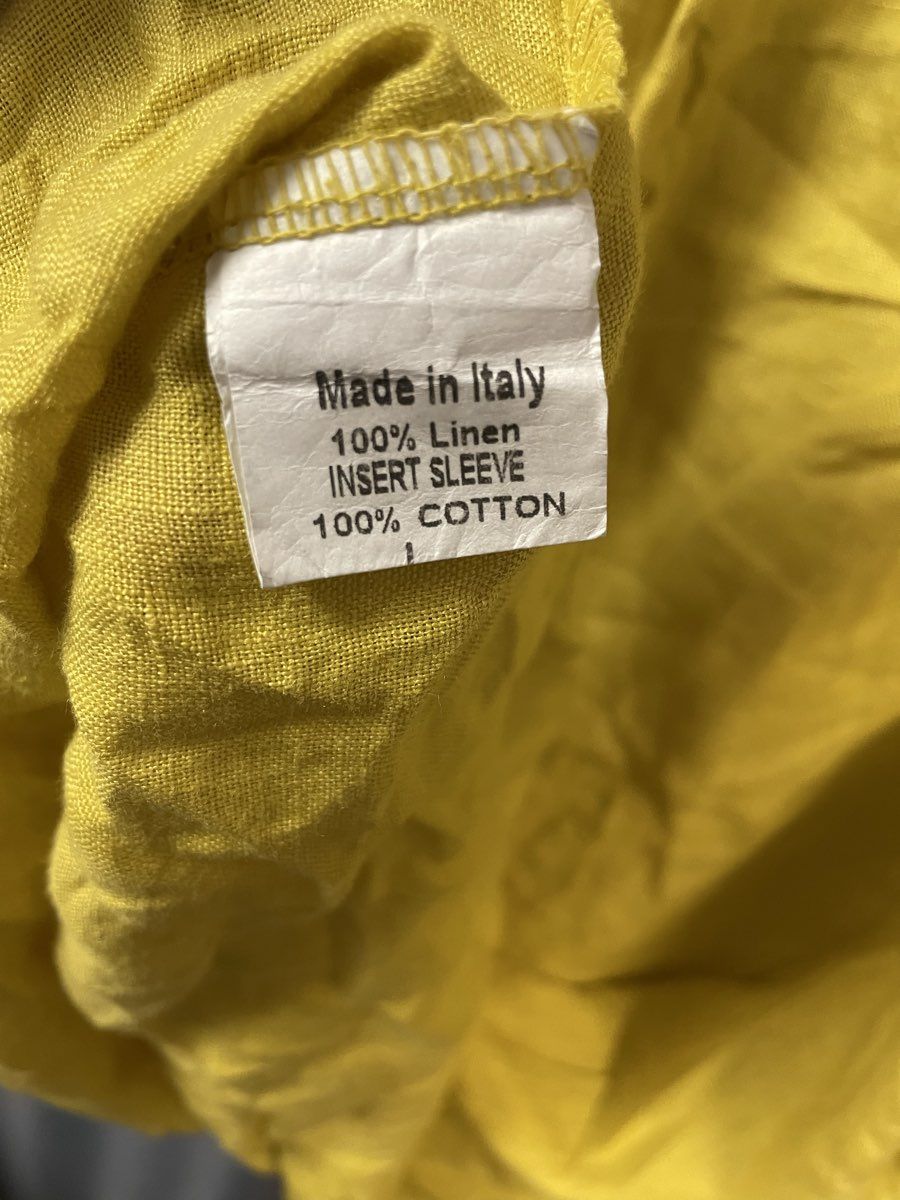 Terzo Millennio Women's Yellow 100% Linen Crochet Sleeve Blouse Made Italy Sz L