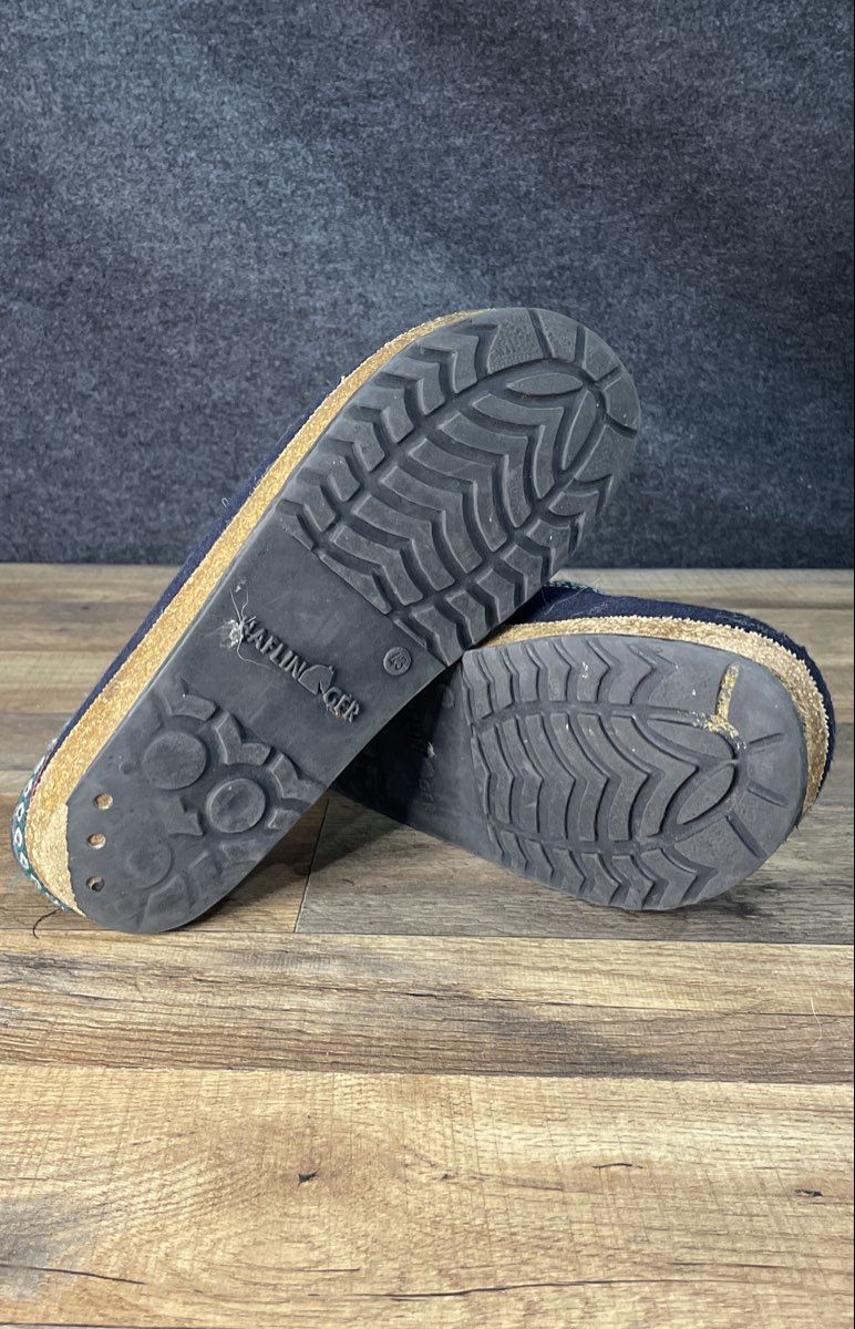 Haflinger Grizzly Navy Blue Boiled Wool Clogs Made in Germany Size EU 43