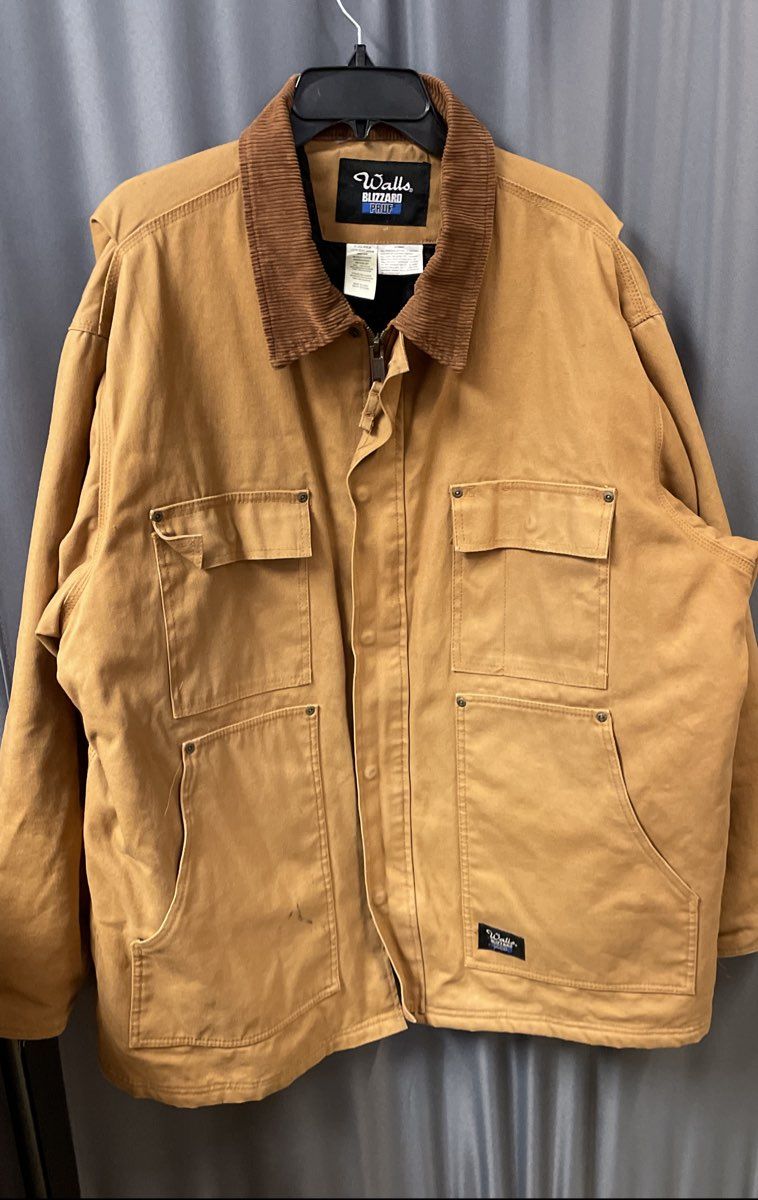 Walls Men's Blizzard Pruf Duck Canvas Work Jacket Brown Sz 2XL