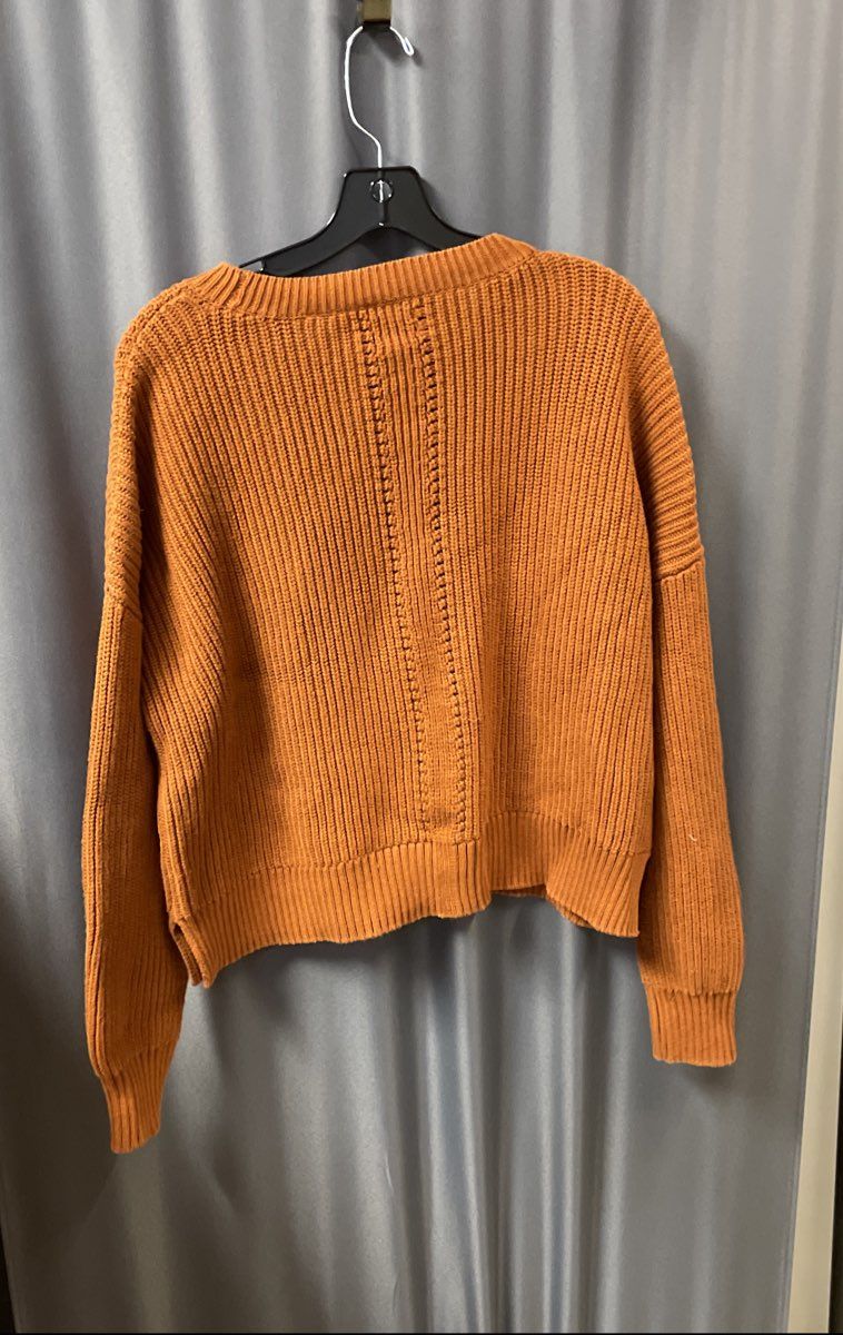 Duluth Trading Co. Women's Orange Ribbed Knit Cotton Blend Sweater Sz S
