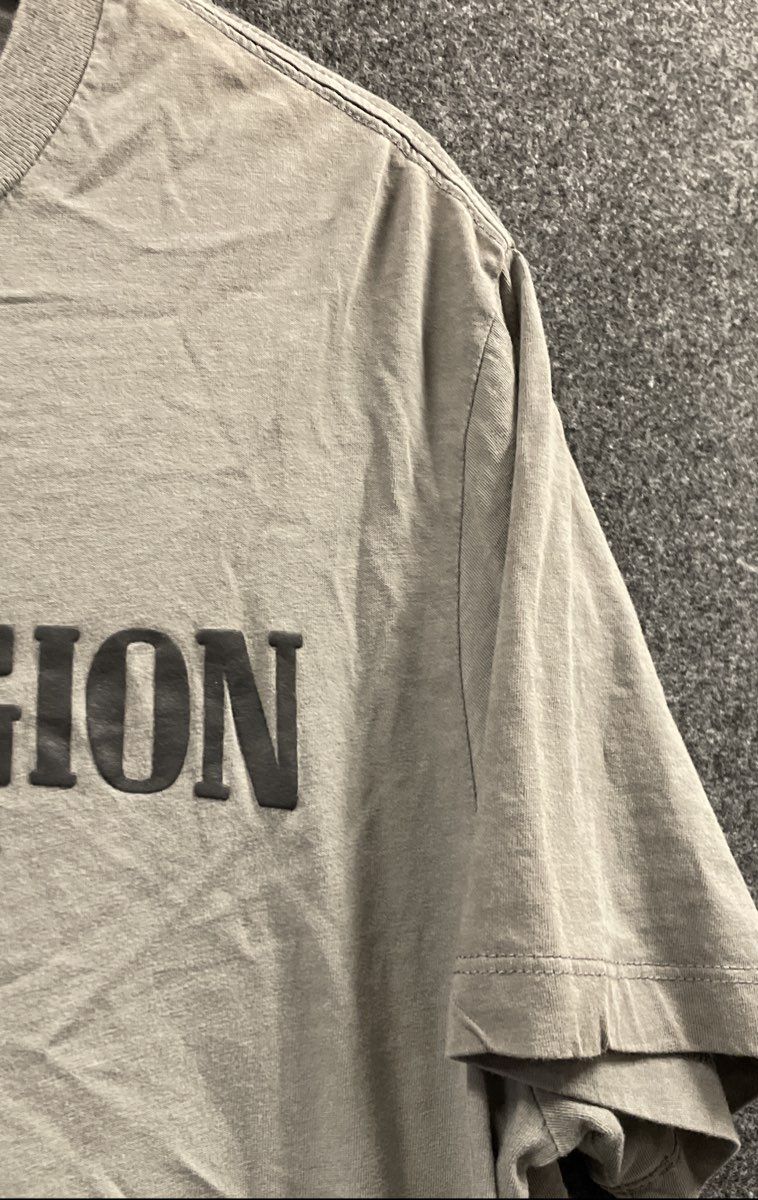 True Religion Men's Tan Olive Ombre Logo Graphic Dip Dye T-Shirt Sz L