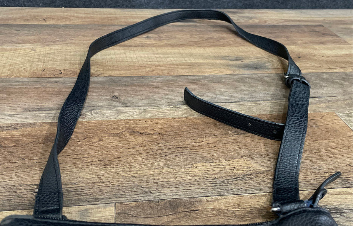 Nautica Black Pebbled Leather Crossbody Bag Small Front Zip Pocket