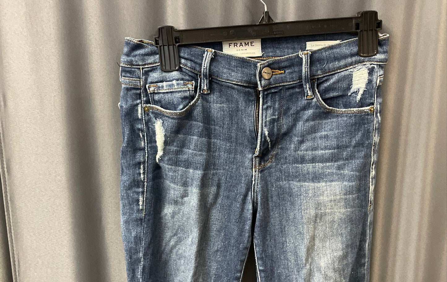 Frame Women's Le Skinny de Jeanne Jeans Blue Victoria Park Distressed Sz 27