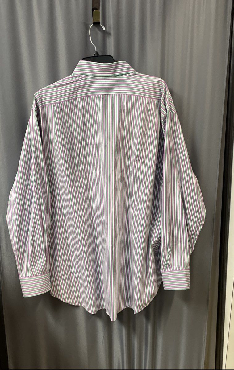 Polo Ralph Lauren Men's Purple Green Striped Classic Fit Dress Shirt Sz 18 34/35