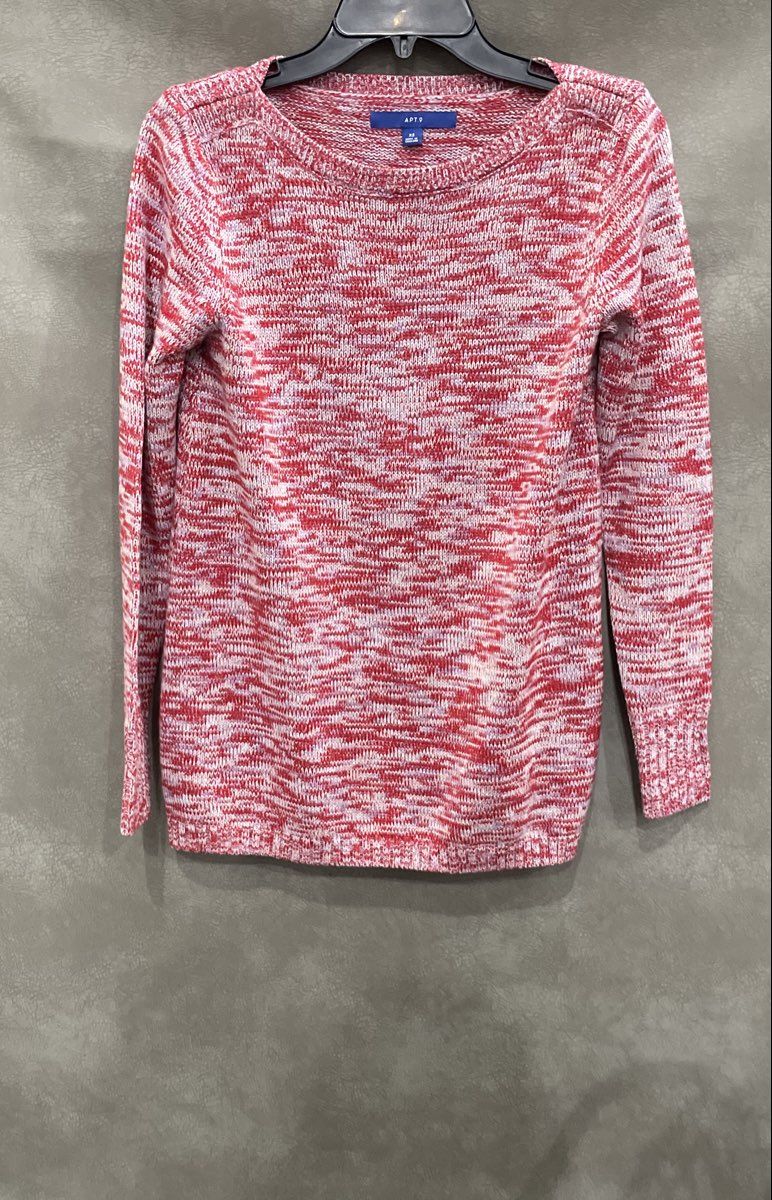 Apt. 9 Women's Pink Marled Knit Crewneck Long Sleeve Pullover Sweater Size XS
