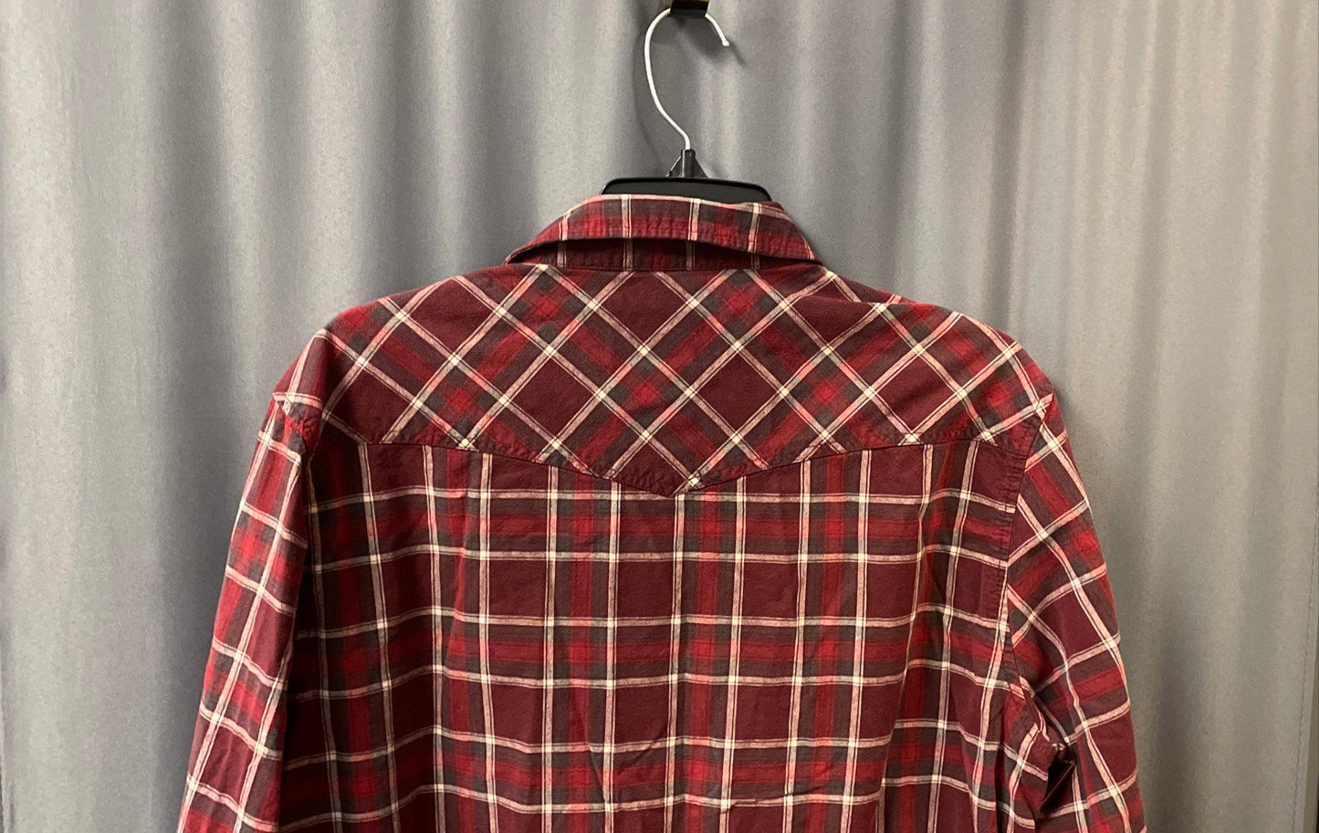 American Rag Men's Red Plaid Long Sleeve Western Snap Front Cotton Shirt Sz XL