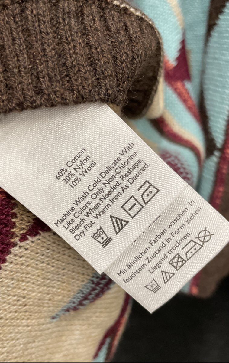 Eddie Bauer Women's Geometric Open Front Cardigan Cotton Wool Sz XS/S NWT