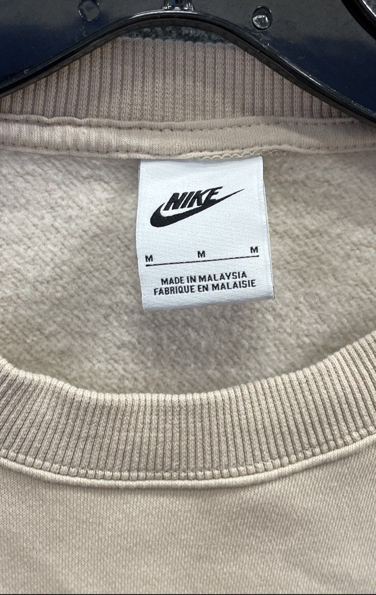 Nike Women's Beige Cropped Sweatshirt Brown Arch Logo Boxy Fleece Size M