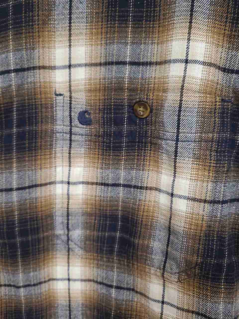 Carhartt Men's Brown Navy Plaid Relaxed Fit Flannel Button Down Shirt Sz 2XL