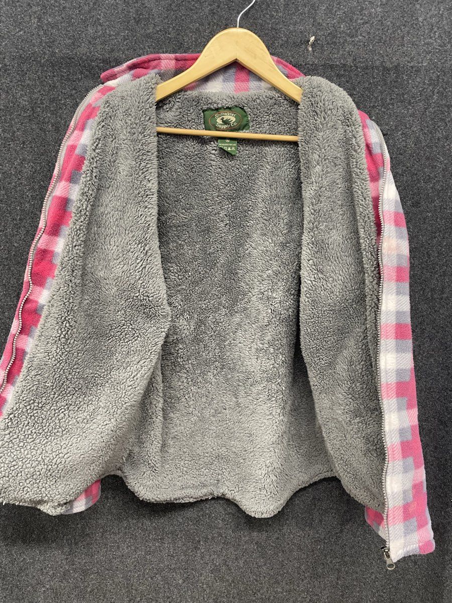 Stillwater Supply Co Men's Pink Gray Plaid Sherpa Lined Fleece Jacket Sz XL