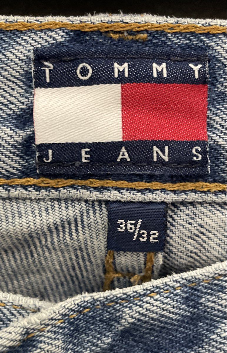 Vintage 90s Tommy Jeans Men's Light Wash Relaxed Fit Blue Denim Jeans Sz 36x32