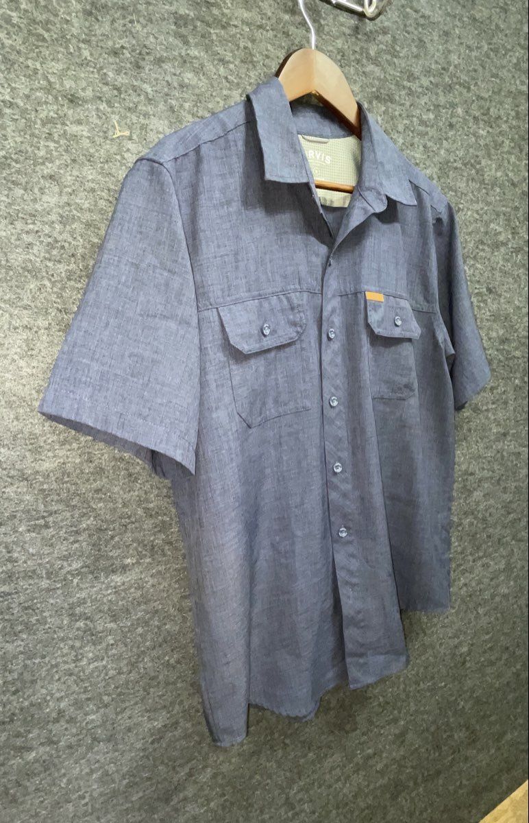 Orvis Men's Blue Classic Collection Tech Short Sleeve Outdoor Shirt Sz M