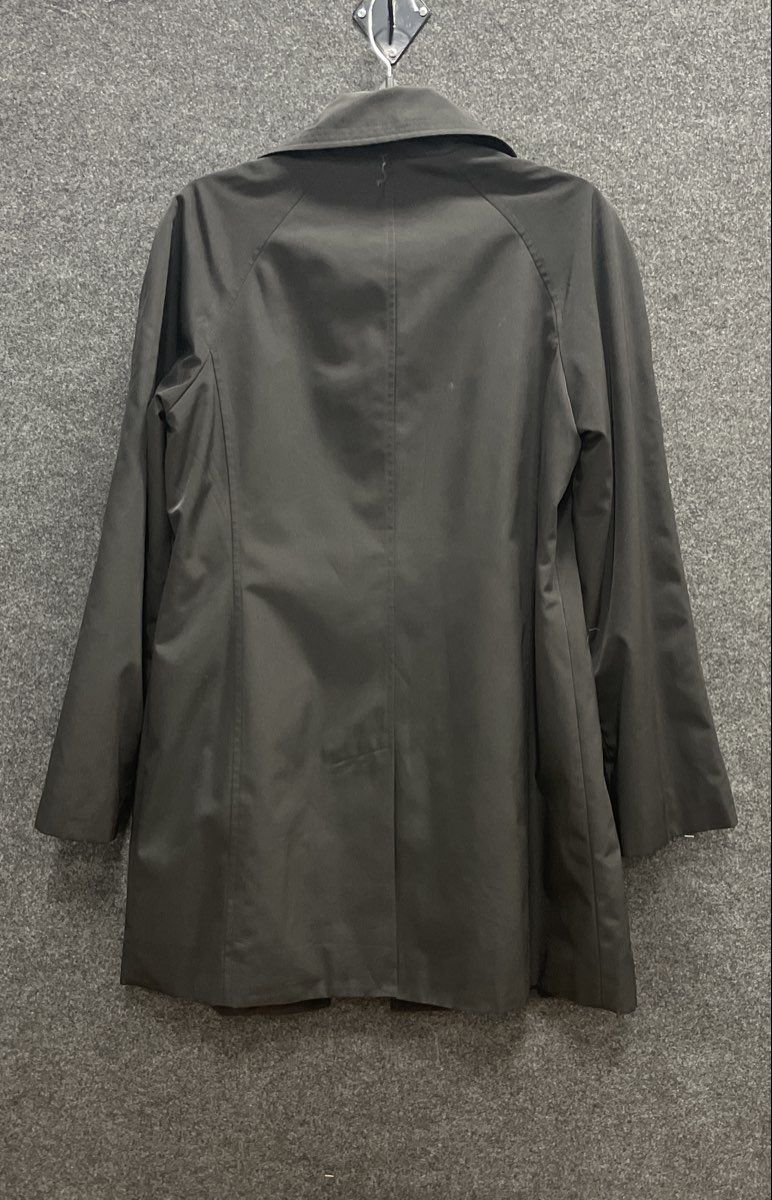 London Fog Women's Black Trench Coat Plaid Lined Single Breasted Jacket Sz S