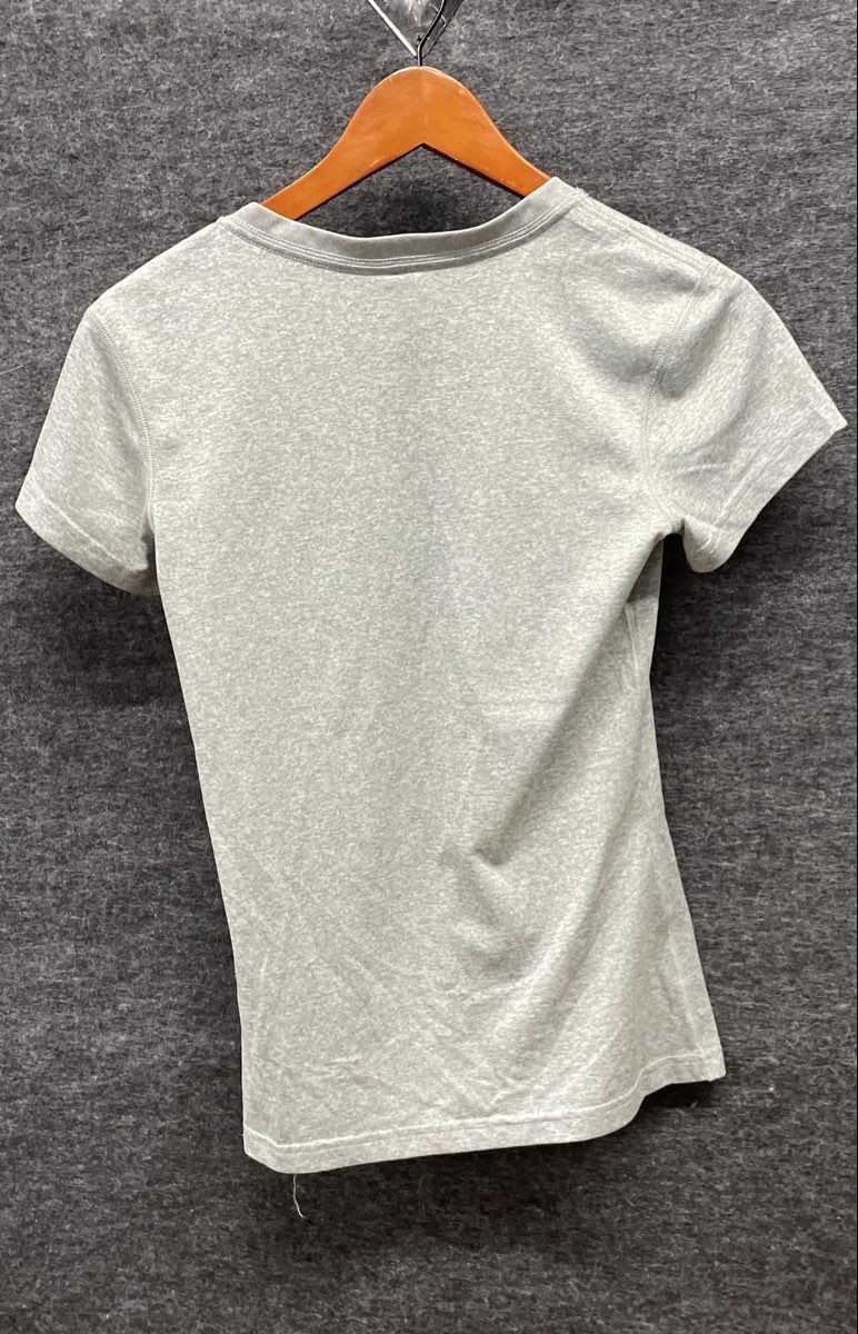 Nike Women's V-Neck T-Shirt Grey Heather Dri-FIT Athletic Short Sleeve Sz XS