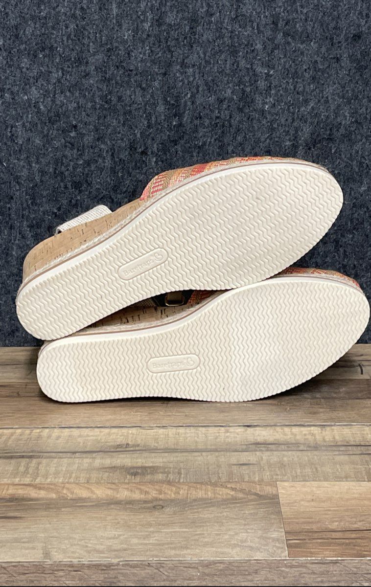 Baretraps Alycia Striped Multicolor Cork Espadrille Wedge Sandals Womens Sz 8 M