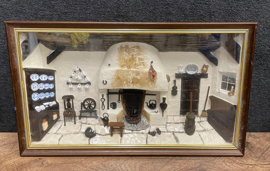Detailed Colonial Home Scene Shadow Box